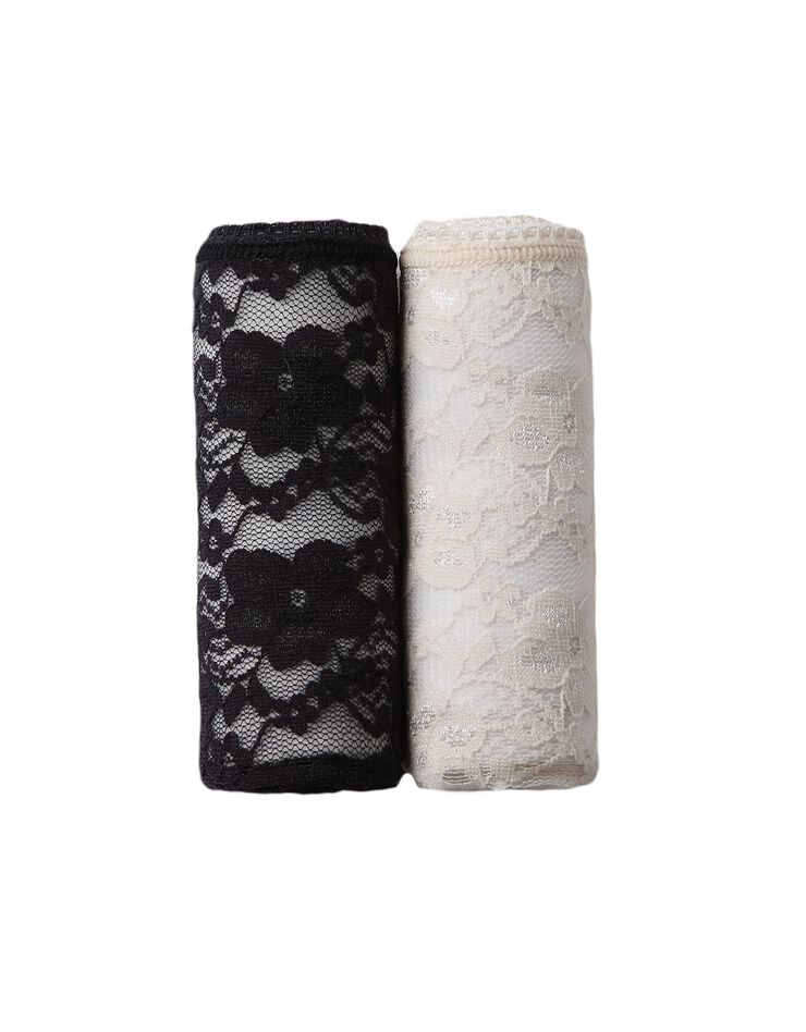 Culotte supermaxi dentelle stretch - lot de 2 (noir + ivoire) Culotte supermaxi dentelle stretch - lot de 2 (noir + ivoire)