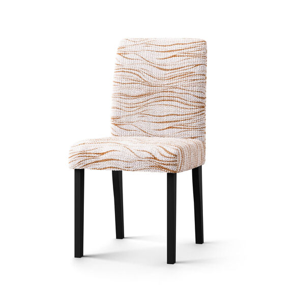Housse microfibre bi-extensible imprimé vagues spéciale chaise (beige)