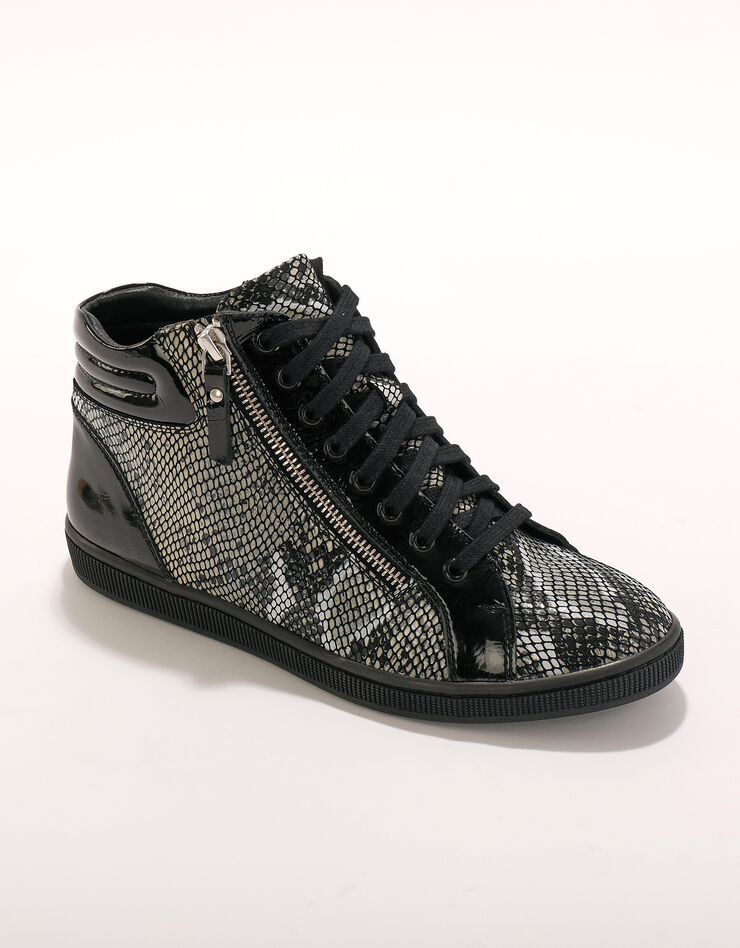 Basket montantes zippées - cuir souple (noir / gris) Basket montantes zippées - cuir souple (noir / gris)