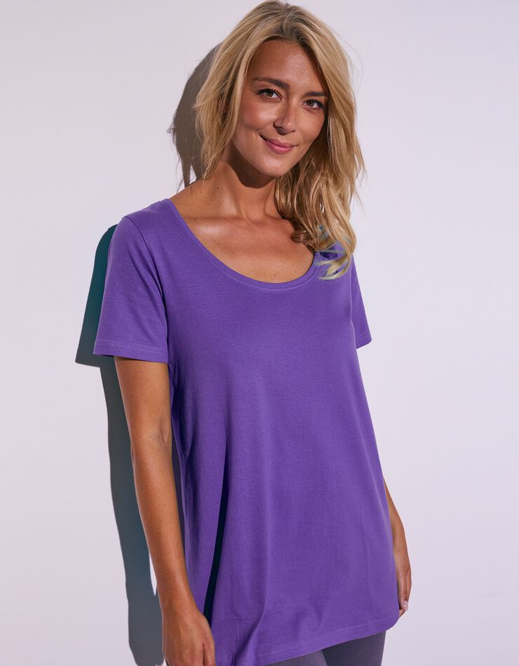 Tee-shirt uni col rond en coton bio(1), éco-responsable (iris) Tee-shirt uni col rond en coton bio(1), éco-responsable (iris)