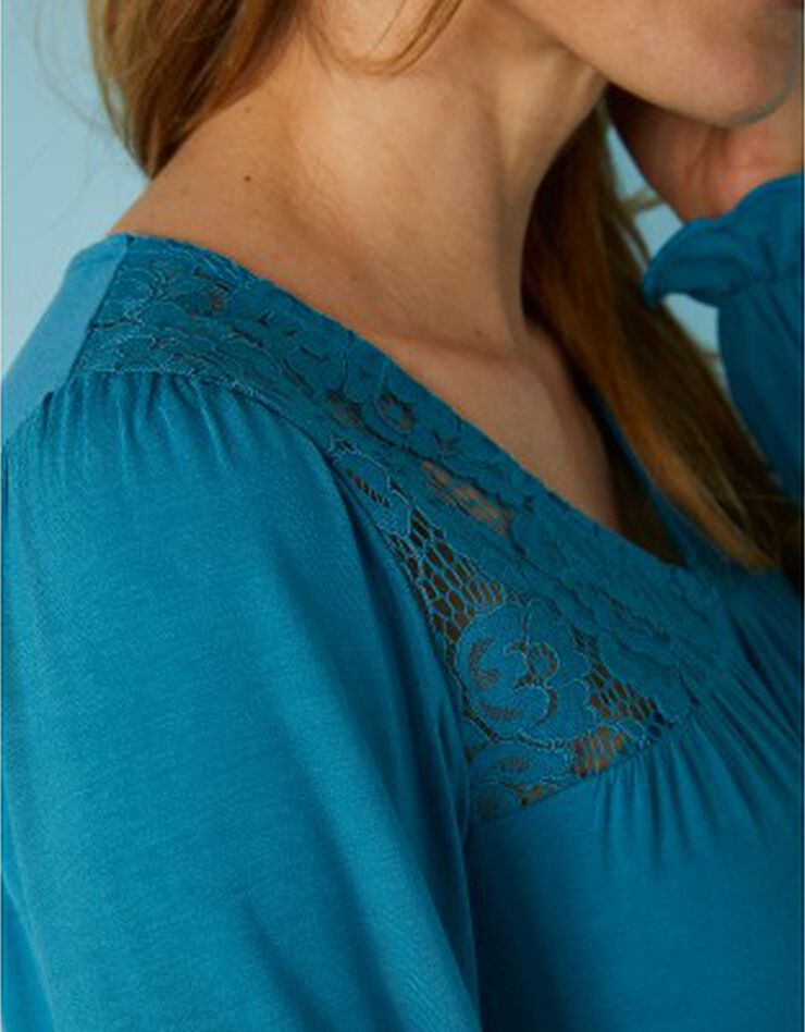 Tunique col V dentelle jersey (bleu prusse) Tunique col V dentelle jersey (bleu prusse)
