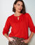 Pull col rond, détail à nouer (rouge)