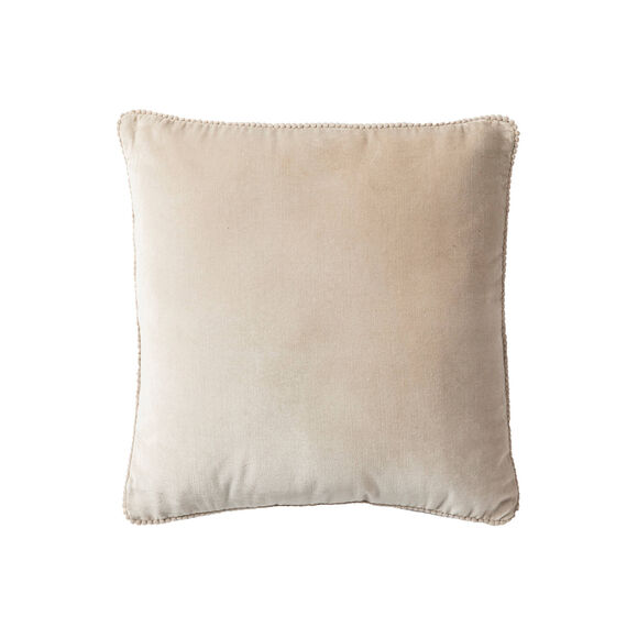 Coussin uni en velours finition fantaisie  (beige)