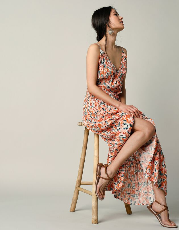Robe longue imprimée (corail) Robe longue imprimée (corail)