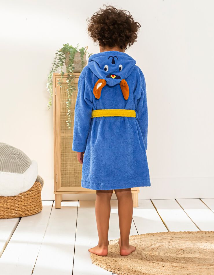 Peignoir de bain enfant Pin-pon à capuche éponge coton - 380g/m2 (bleu dur)