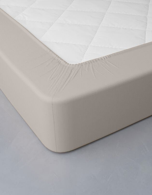 Drap-housse uni percale bonnets 40 cm (taupe)