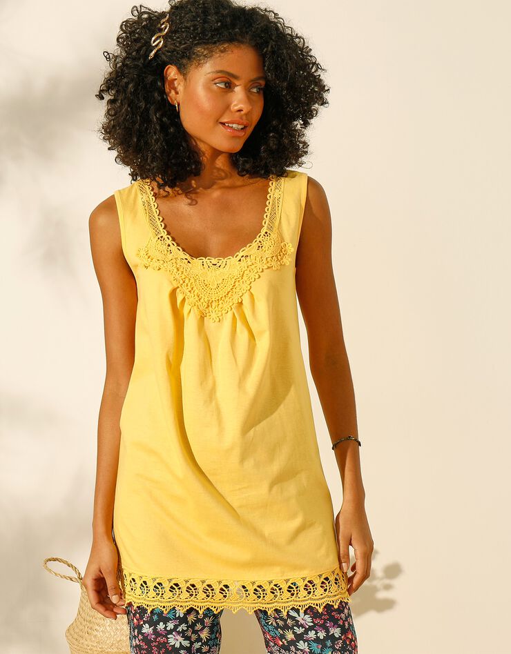 Débardeur uni macramé (safran) Débardeur uni macramé (safran)