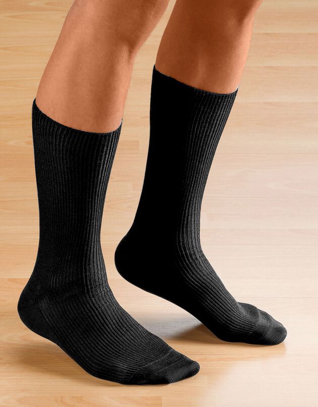 Mi-chaussettes spécial jambes sensibles - lot de 2 paires (noir)