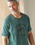 T-shirt pyjama impression placée manches courtes (vert foncé)