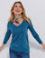 T-shirt col V manches longues (bleu prusse)