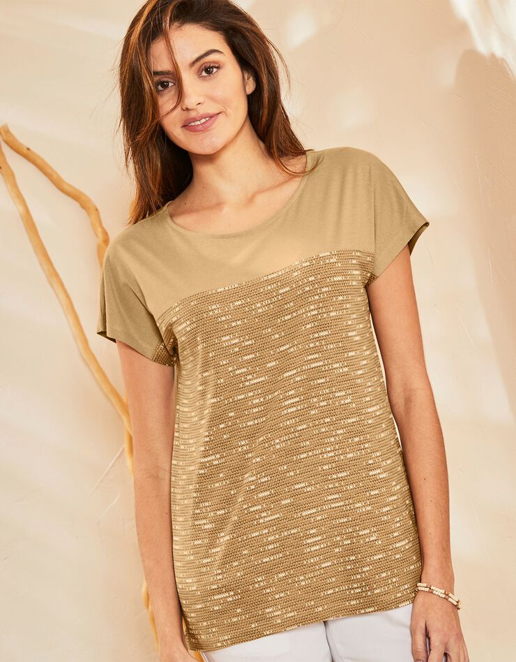 Tee-shirt imprimé col rond (curry) Tee-shirt imprimé col rond (curry)