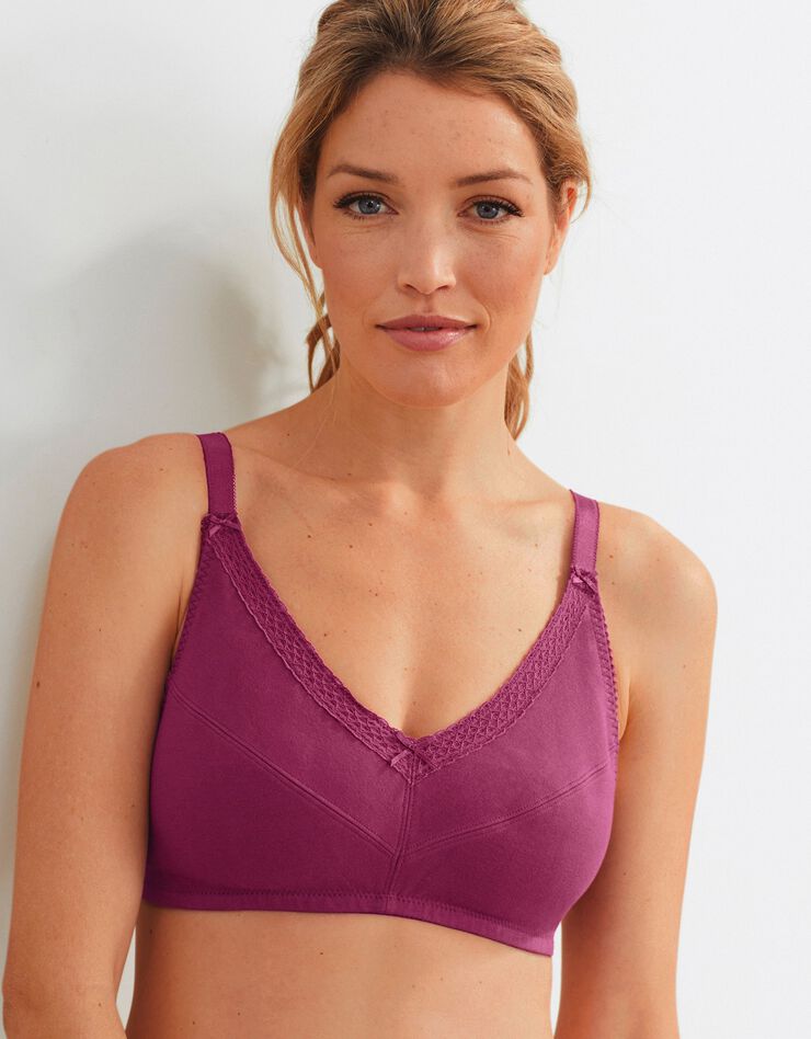 Soutien-gorge coton et dentelle - sans armatures (pourpre) Soutien-gorge coton et dentelle - sans armatures (pourpre)