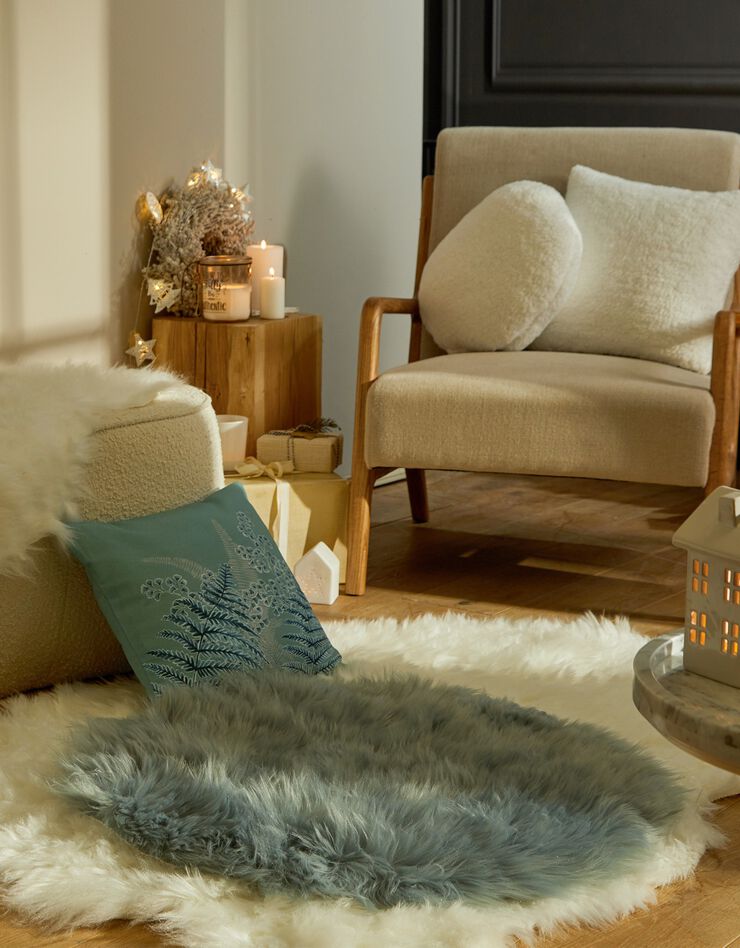 Lot de 2 housses de coussin imprimé végétal (vert)