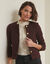 Veste boutonn&eacute;e, tweed (chocolat)