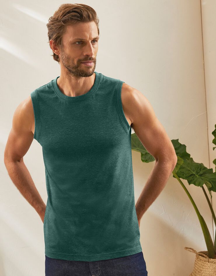 T-shirt col rond sans manches - lot de 3 (ch azur + tilleul + vert)
