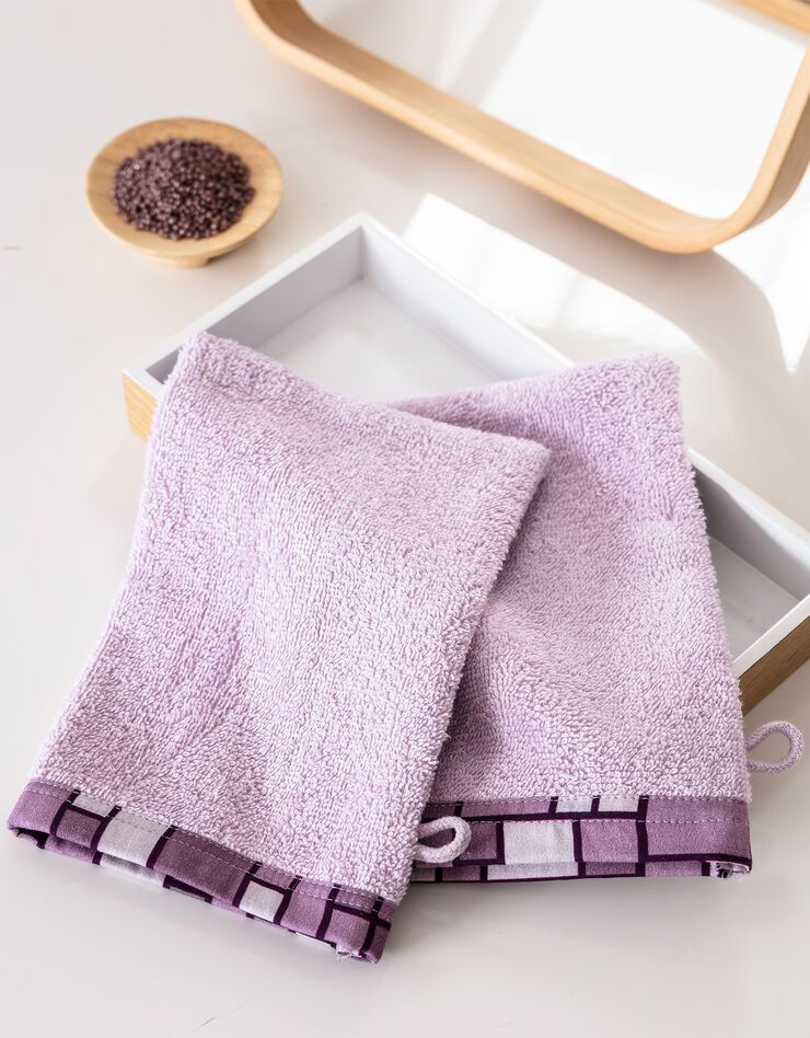 Éponge bouclette coton liteau imprimé mosaïque - 420g/m² (parme) Éponge bouclette coton liteau imprimé mosaïque - 420g/m² (parme)