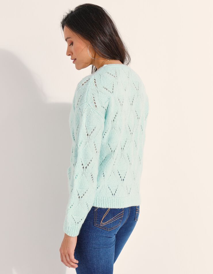 Gilet boutonné, point fantaisie (vert amande) Gilet boutonné, point fantaisie (vert amande)