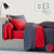 Linge de lit Ecorce viscose coton - coloris gris/rouge (gris / rouge)