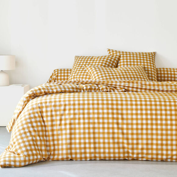 Linge de lit Lou imprimé carreaux - en coton (miel)