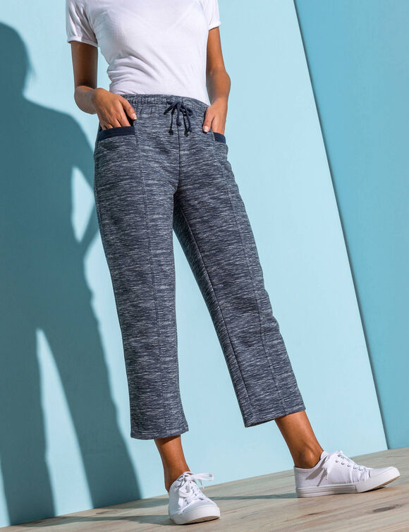 Pantacourt imprim&eacute; molleton gratt&eacute; (marine chin&eacute;)