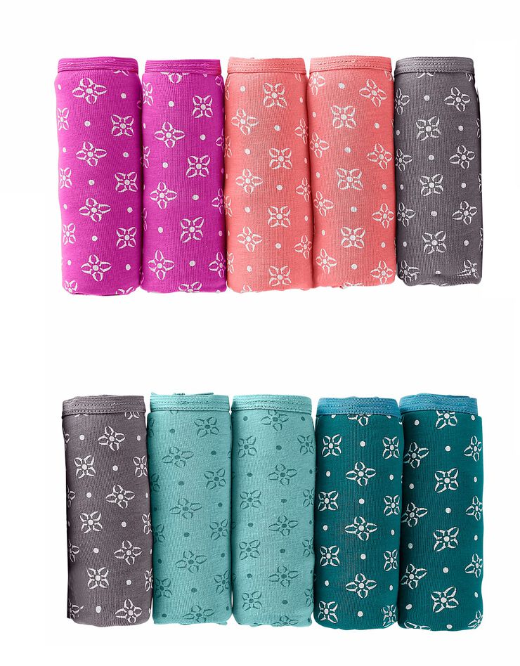 Culotte forme taï en coton stretch imprimé "rosaces"– Lot de 10 (lagon / corail) Culotte forme taï en coton stretch imprimé "rosaces"– Lot de 10 (lagon / corail)
