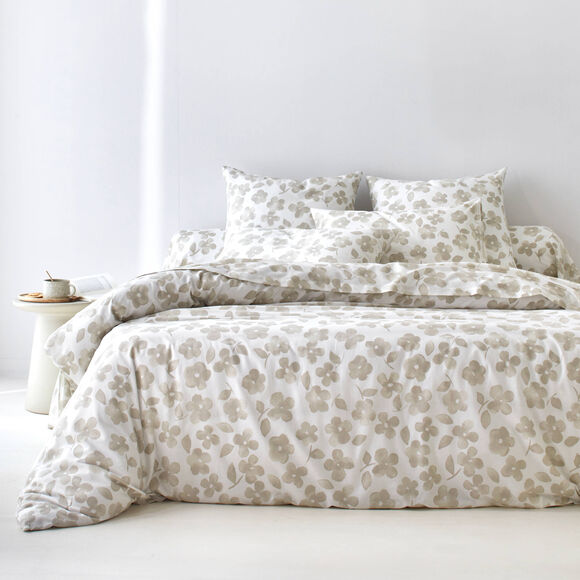 Linge de lit Petunia en coton imprim&eacute; (sable)
