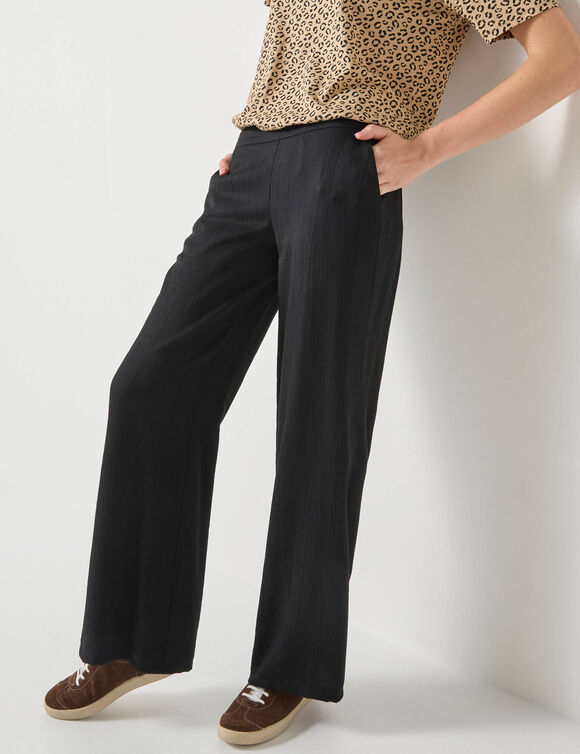 Pantalon large effet matière (noir)