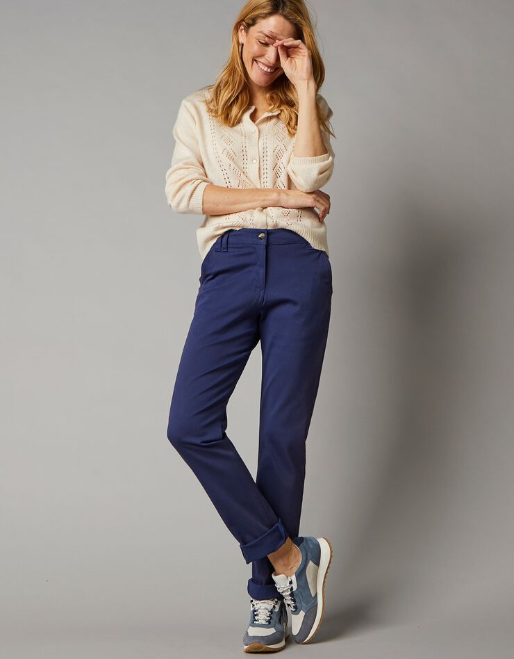 Pantalon chino stretch (marine)