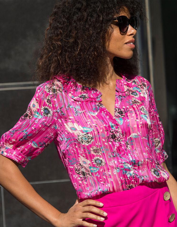 Blouse imprimée manches coudes (fuchsia) Blouse imprimée manches coudes (fuchsia)