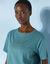 T-shirt "loose" en coton, uni (vert grisé)
