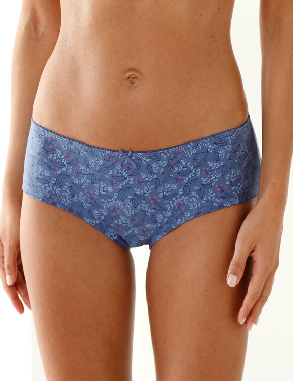 Shorty coton stretch imprimé "paon" - lot de 4 (bleu)