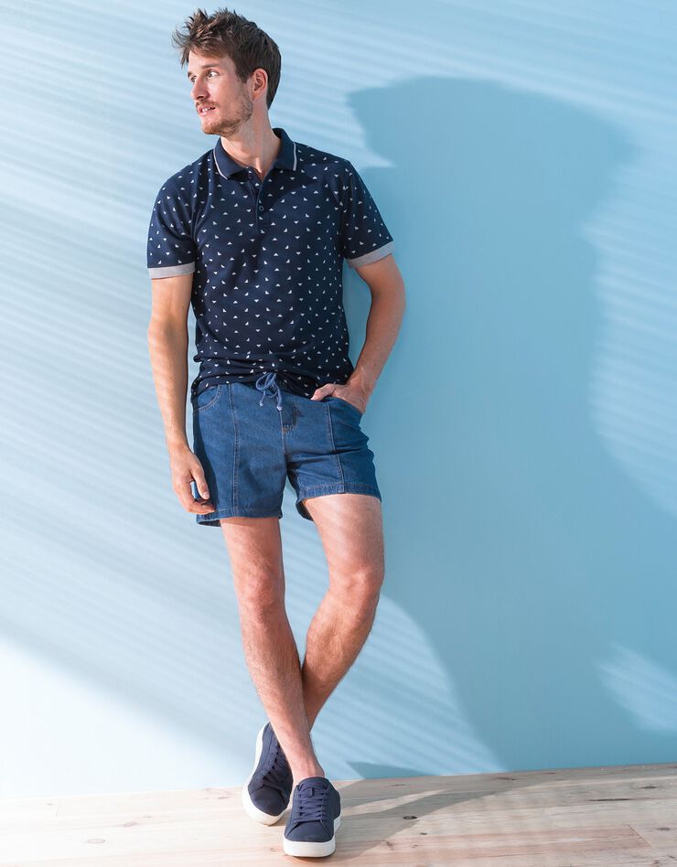 Short denim léger taille élastiquée (stone) Short denim léger taille élastiquée (stone)