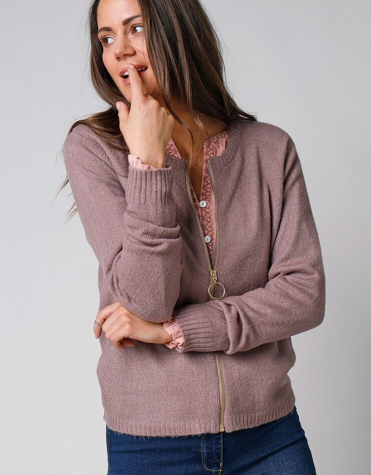 Cardigan zippé (taupe) Cardigan zippé (taupe)