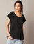 T-shirt tunique, maille plissée (noir)