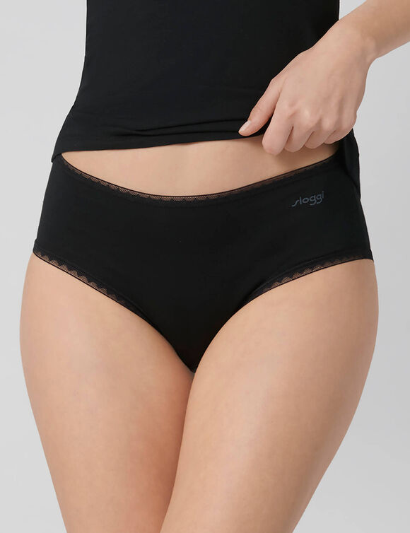 Slip forme midi "GO"  coton issu de l'agriculture biologique  - Lot de 2 (noir)