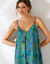 Robe longue  imprimée à fines bretelles (marine / vert)