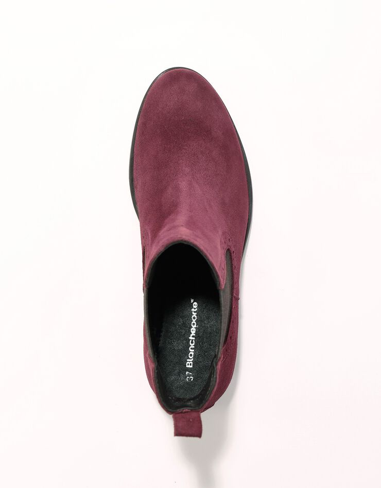 Boots élastiquées perforées Chelsea en croûte de cuir (prune) Boots élastiquées perforées Chelsea en croûte de cuir (prune)