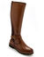 Bottes en cuir zippées et élastiquées, largeur confort (marron)
