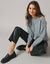 Pull col rond en laine mélangé, empiècement perles fantaisies (gris anthracite)