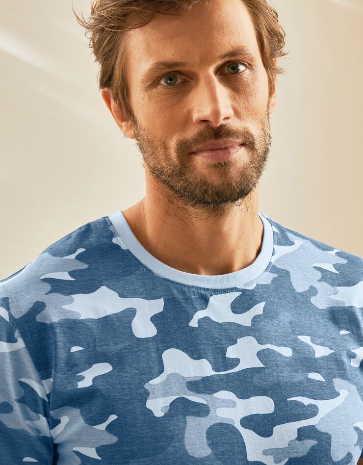 Tee-shirt imprimé camouflage (bleu)