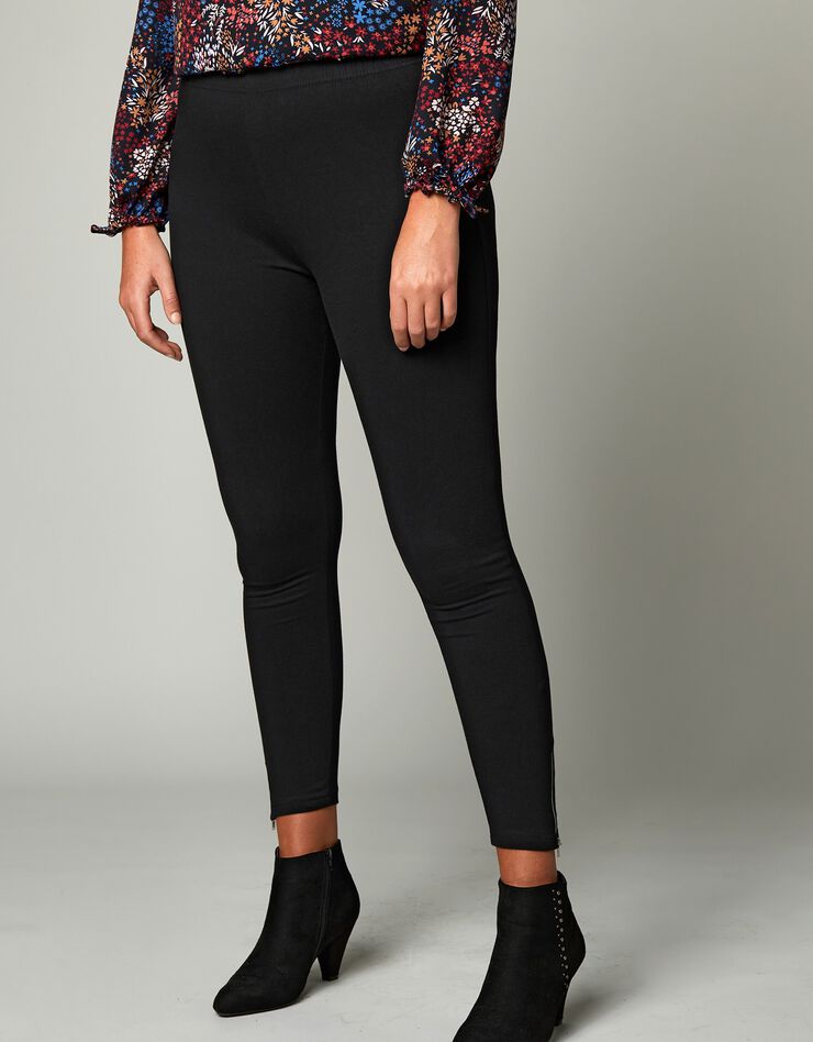Legging bas de jambe zippé, taille élastiquée (noir 2)