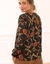 Blouse macramé imprimée (noir / bronze)