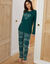 Pyjama pantalon imprimé coeur, maille polaire (vert sapin)