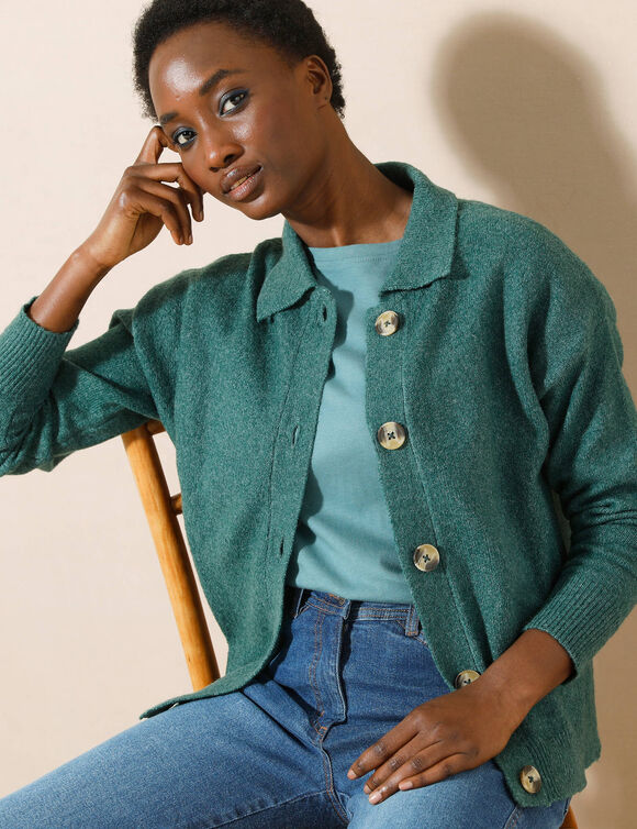 Gilet veste boutonné, polyester recyclé** (vert foncé)