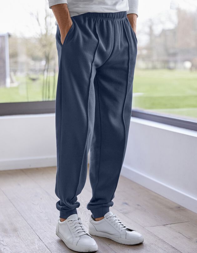 Pantalon loisirs molleton, bas resserrés (marine)