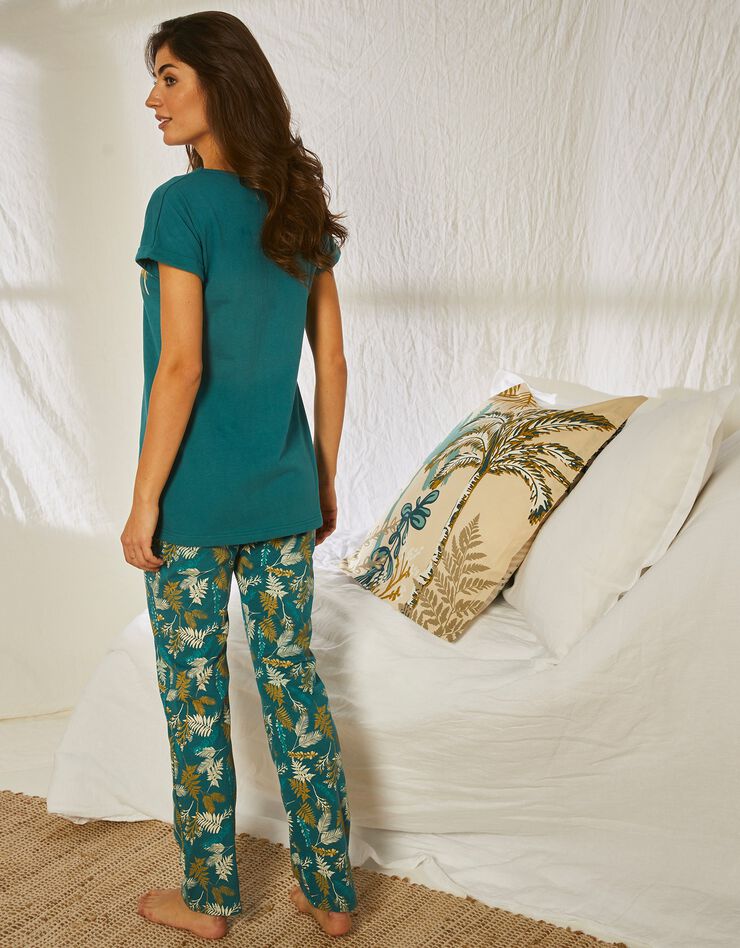 Pyjama en coton à manches longues, imprimé Borneo (émeraude)