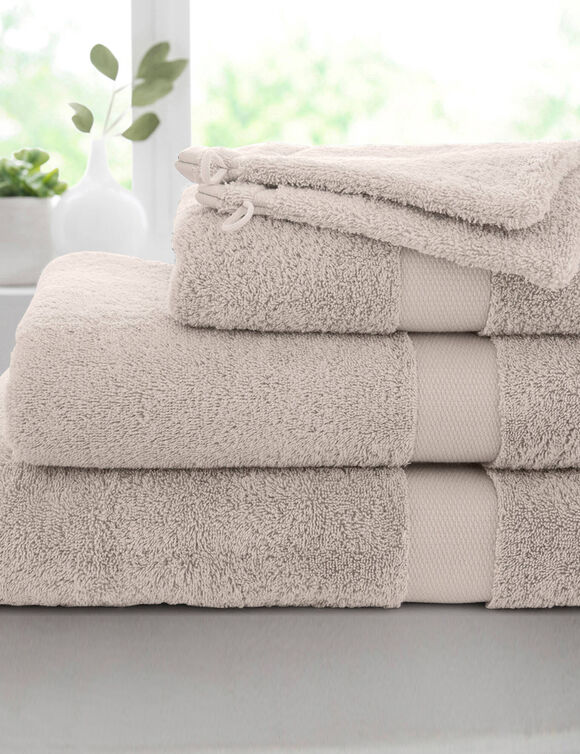 Collection serviettes de bain unies coton modal 500 g/m² (taupe)