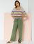 Pantalon large fluide uni (vert)
