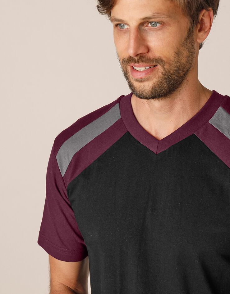 Pyjama short tricolore - lot de 2 (bordeaux / gris) Pyjama short tricolore - lot de 2 (bordeaux / gris)