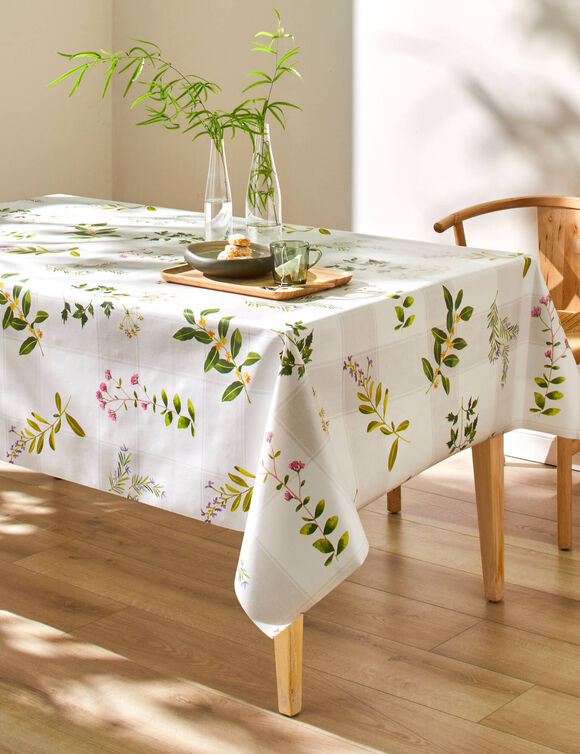Nappe toile cirée imprimé printanier (blanc / multicolore)